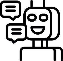 Poster - Line art icon of a chatbot communicating through speech bubbles, symbolizing artificial intelligence and conversational technology