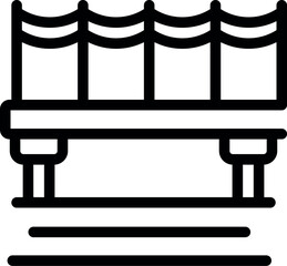 Poster - Line icon of a bridge under construction, showing the road and support beams