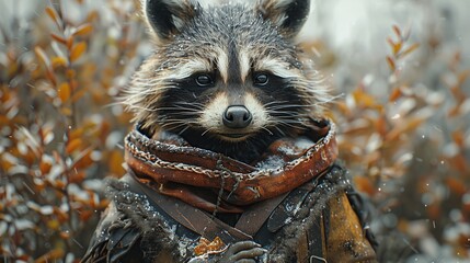 Poster - Raccoon in the Winter Forest