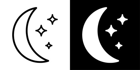 Poster - ofvs665 outlinefilledvectorsign ofvs - moon vector icon . isolated transparent . outline and filled 