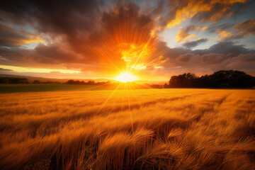 Poster - Maize field sunset