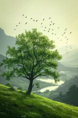 Sticker - Nature background illustration