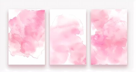 Sticker - 3 minimalistic light pink watercolor covers with white background