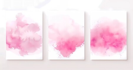 Poster - 3 minimalistic light pink watercolor covers with white background