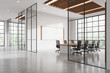 © ImageFlow - Modern conference room with glass walls and natural light. 3D Rendering