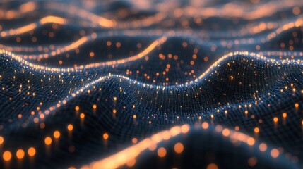 Poster - Abstract Digital Landscape with Glowing Lights
