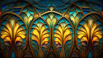 Wall Mural - abstract fractal background stained glass window abstract background glass color mosaic