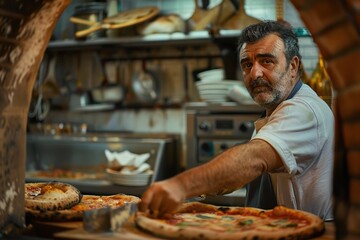 Wall Mural - Chef preparing a gourmet pizza