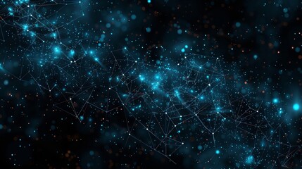 Poster - Abstract futuristic polygonal space with blue dots and lines. Plexus effect. 3D rendering. Computer-generated background. Technology and science concept. Digital technology backdrop.