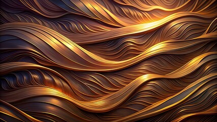 Poster - Abstract luxurious background with waves of navy blue and gold. Golden colors curve the backdrop Beautiful cloudscape with blue sky and pink clouds. 3d illustration