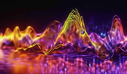 Wall Mural - Flowing Colorful Light Waves in a Dark Background