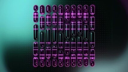 Poster - 3d rendering loop animation of a group of dark glossy capsules 4K