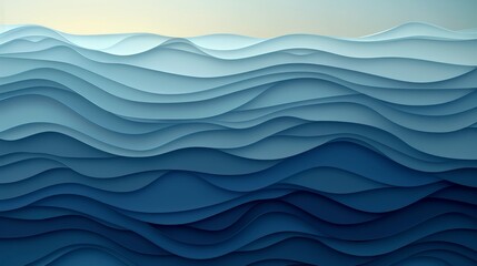 Poster - A simple wave pattern in shades of blue