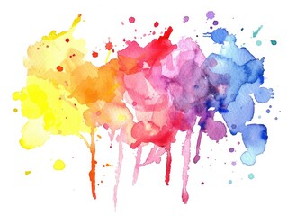 Wall Mural - Water Color Template. Colorful Splats and Blots in Wet Watercolor Design