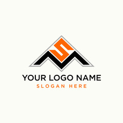 Poster - Logo design graphic concept creative premium vector stock letter initial SM or MS font badge top down triangle. Related monogram typography branding