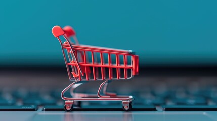 E commerce Fraud Prevention Measures with Shallow Depth of Field Shopping Cart Icon  Concept of online shopping security financial transaction protection and digital commerce safety