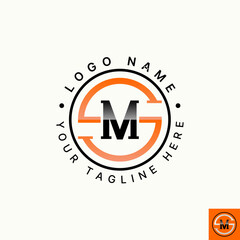 Poster - Logo design graphic concept creative premium vector stock letter initial SM or MS font badge emblem line circle. Related monogram typography branding