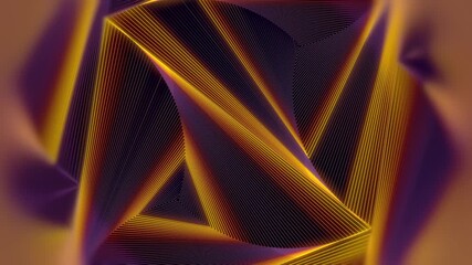 Fototapete - Running waves on a pattern of dark purple triangles. 3d rendering loop animation