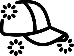 Poster - Simple line icon of a baseball cap surrounded by sparkling shapes, evoking a feeling of cleanliness and freshness