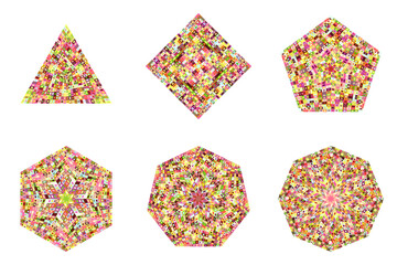 Poster - Isolated abstract tiled mosaic polygon logo template set - geometrical  vector design element