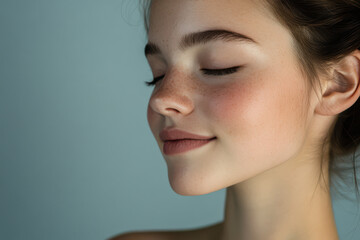 Wall Mural - A close up of a girl's face with her eyes closed