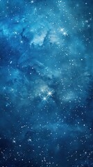 Wall Mural - abstract blue watercolor background with sparkling stars.