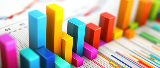 a colorful chart with many different colored bars