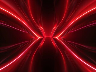 Red light waves take the shape of an electric tunnel, glowing lines appear on a black background with a light speed effect and speed motion