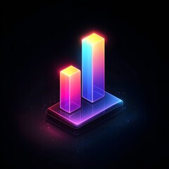 Wall Mural - Bright 3D Icon with Colorful Bars on Black Background