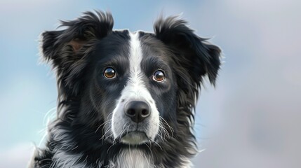 Wall Mural - Portrait of funny border collie