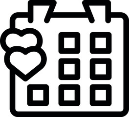 Poster - Line art icon of a calendar showing two hearts, perfect for representing valentine's day