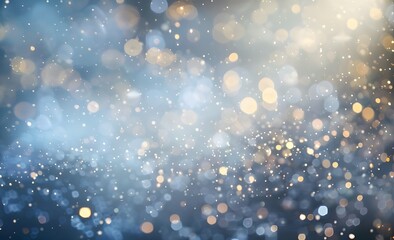 Poster - abstract blurred background with bokeh lights and sparkles, white blue silver and gold colors, glittering, sparkling, shiny, glowing light effects, bright and dreamy.