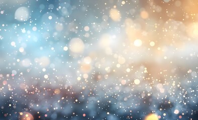 Poster - Abstract glitter light bokeh background with soft white and blue colors, glowing lights, and sparkling particles. Shiny, bright, and festive design for Christmas or New Year celebration.