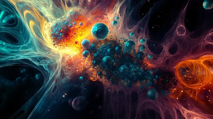 Wall Mural - A computer generated image of a blue and orange nebula