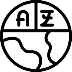Poster - Simple line art icon of a globe divided by a language barrier, representing global communication issues