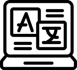 Poster - Laptop showing language translation software interface with different alphabets for seamless communication