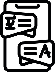 Poster - Smartphone is displaying two speech bubbles with different languages, representing instant translation technology