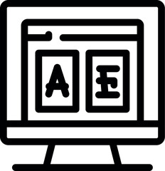 Poster - Computer screen showing different font types and symbols in an online typography class