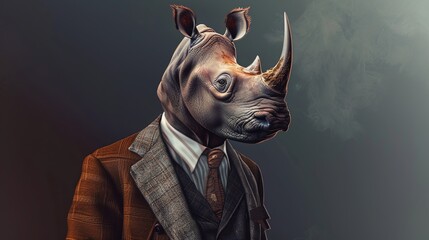 Wall Mural - A Rhino in a Suit