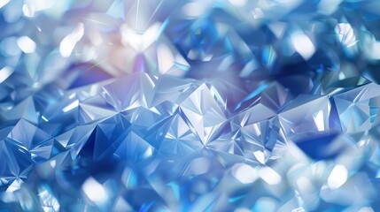 Poster - A vibrant blue and white background features a luminous diamond pattern, showcasing intricate crystal-like reflections and textures