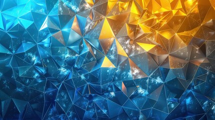 Poster - A mesmerizing background showcases a vibrant diamond pattern, blending rich blue and yellow hues for a stunning visual effect