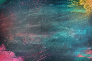 Aufkleber - Colorful brushstrokes create a lively display on a dark green chalkboard, showcasing creativity and artistic expression in the classroom. Generative AI