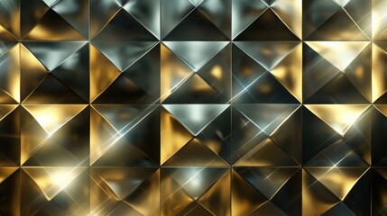 Poster - A striking background features a radiant diamond pattern in gold and silver, creating a sophisticated design element with reflective qualities