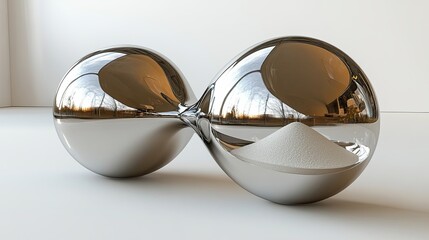 Poster - Futuristic Metallic Infinity Sculpture Symbolizing Timelessness and Flow in a Modern Interior Space