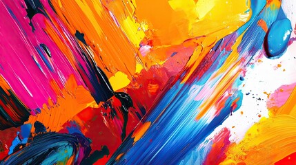 Poster - Vibrant Abstract Art Displaying Organized Chaos Through Bright Colors and Dynamic Brush Strokes