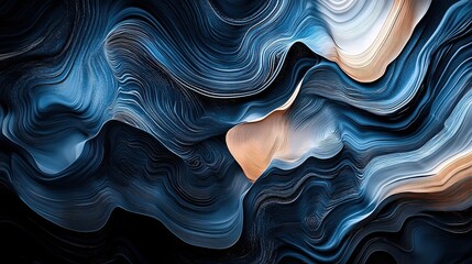 Poster - Dynamic Fusion of Black, Blue, and Cream Hues Creating a Vibrant Abstract Background Wallpaper