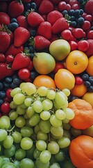 Poster - Colorful Assembly of Fresh Fruits Displayed Against a Natural Background in a Vibrant Arrangement
