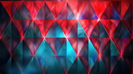 Poster - A striking backdrop features a glowing diamond pattern in vivid red and blue hues, creating an eye-catching geometric design