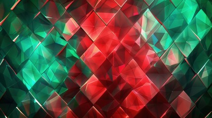 Poster - A radiant background showcases a striking diamond pattern with glowing red and green hues, perfect for creative designs and visual projects