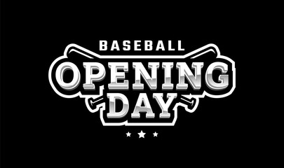 Wall Mural - Opening day, baseball logo, emblem on a dark background.